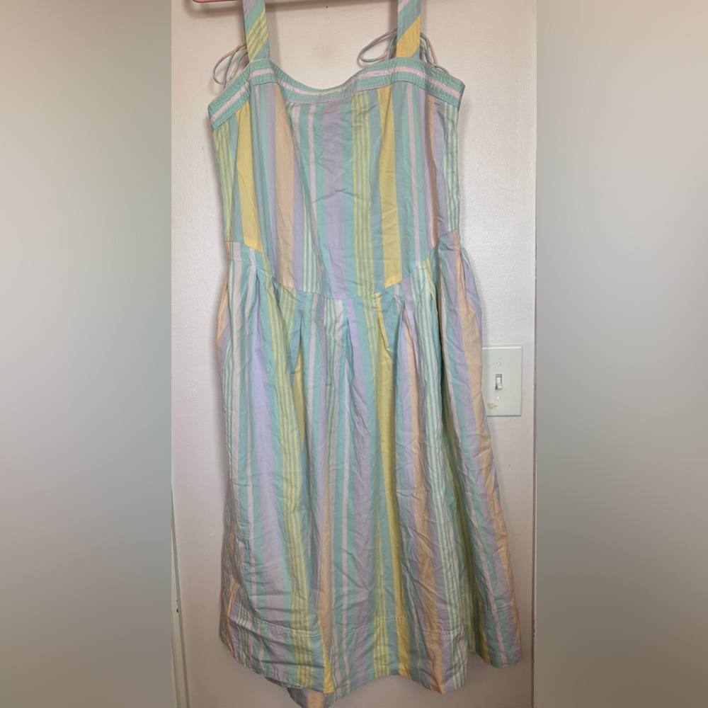 FREE PEOPLE pastel retro Striped Cotton Dress